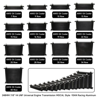 7 Row 9 Row 10 Row 13 Row 15 Row 16 Row 19 Row 22 Row Oil Cooler 10AN Black - Image 1 of 4