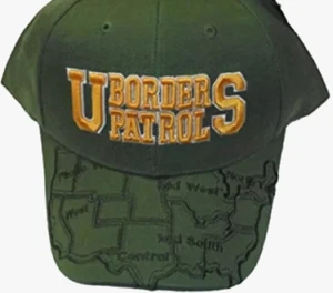 Gorra verde de la Patrulla Fronteriza de Estados Unidos con mapa fronterizo y correa ajustable - Imagen 1 de 2