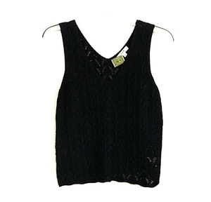 Camiseta sin mangas negra sin mangas E&M talla grande tejida suelta NUEVA Z1 - Imagen 1 de 6