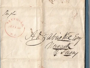 1829 Stampless Cover Freehold NJ To Newark NJ Complete Letter Postal History - Picture 1 of 7