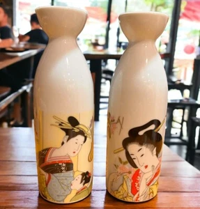 Autentico Set Miyazaki Takachiho Ukiyo-e Tokkuri - Bottiglie Soba Shochu vintage - Foto 1 di 7