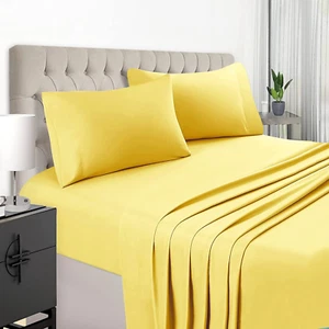 Yellow Sheets for Queen Size Bed Set - 1800 Thread Count Deep Pocket to 21 Inche - Picture 1 of 7