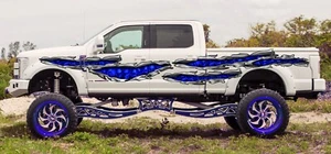 Skulls Ripped Metal car vinyl graphics, Racing stripes decal, Flag skulls wrap - Bild 1 von 11