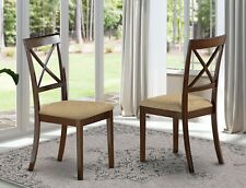 Set of 2 East West Boston fabric padded kitchen dining chairs in cappuccino new