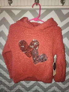 One Step Up Toddler Size 4 ( S) Hoodie Fleece Sequin Hearts - Picture 1 of 4