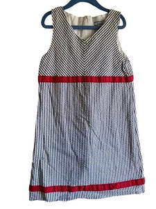Hartstrings Dress Girls Size 8 Blue Red Seersucker Sleeveless USA 4th Of July - Picture 1 of 5