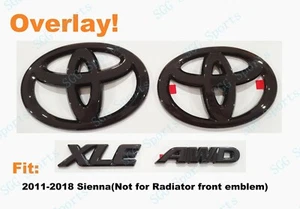 4PCS Gloss Black Front Rear Toyota Logo XLE AWD OVERLAY emblem 2011-2018 Sienna - Picture 1 of 5