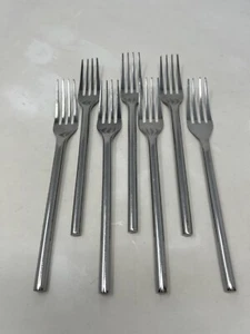 VINERS Modern Round Cylinder Stainless Steel Salad Forks 7 7/8" set of 7 - Picture 1 of 3