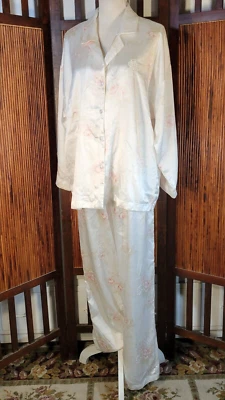 80s Christian Dior Sexy Pajama Set Womens M Silky Soft Comfy Lingerie Pant & Top - Image 1 of 4
