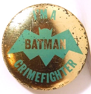 1966 "I'M A Batman Crimefighter" Button Pinback N.P.P. INC. CREATIVE HOUSE - Bild 1 von 2