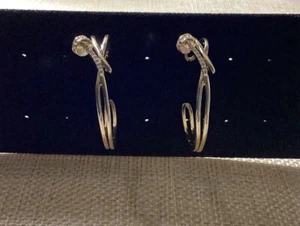 14 K Gold Round Zirconium Nail Earrings  - Picture 1 of 3