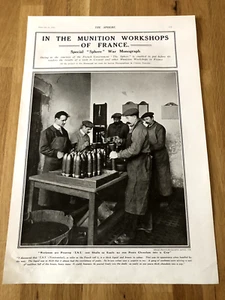 munitions workshops of france ww1 full page print from the sphere ! - Picture 1 of 4
