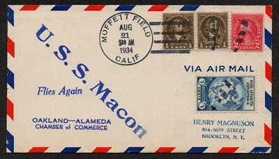 USA SCOTT #634, MACON FLIES AGAIN 1934 COVER OAKLAND-ALAMEDA CHAMBER OF COMMERCE - Image 1 of 2
