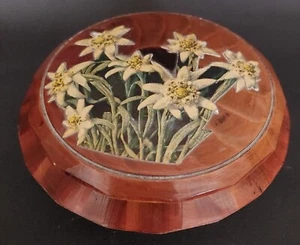 Boîte en bois vintage décor floral souvenir de Cauterets - Imagen 1 de 7