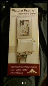 crystaline housewares stainless steel picture frame w key holder & letter holder - Picture 1 of 1