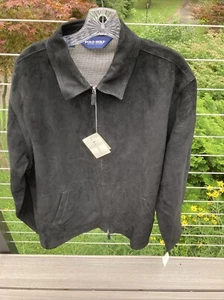 Polo Golf Ralph Lauren Leather  Jacket Mens Size L Black 850$ READ, MARK ON BACK - Picture 1 of 16