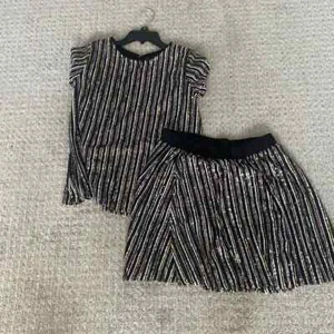 Art Class Girls 2 Piece Sequined Sequin Shirt Top and Skirt Set Size XL 14-16 - Picture 1 of 9
