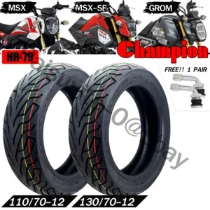 CHAMPION 110/70-12 & 130/70-12 HR79T/L Tyre Set For Honda GROM-125,MSX 2013-2022 - Picture 1 of 6