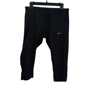 Nike Women Crop Athletic Leggings Size L Black Power Racer Print Running Dri Fit - Picture 1 of 8