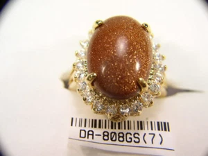 #..6..Pc's..LOT.. RINGS * Size 9 * GOLDSTONE SEMI-PRECIOUS GEMSTONE CRYSTALS 808 - Picture 1 of 4