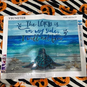 Sea Turtle Diamond Art Kit The Lord Is On My Side I Will Not Fear - Picture 1 of 4