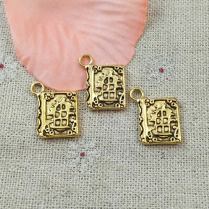 Free Ship 128 Pcs Antique Gold Plated Book Charms Pendant 17X13MM L-5301 - Picture 1 of 4