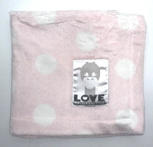 LOVE by Little Giraffe Pink with White Polka Dots Soft Lovey Security Blanket - Picture 1 of 7