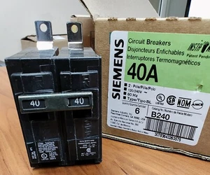 SIEMENS CIRCUIT BREAKER BOX OF 6 B240 40A 120/240V 2P TYPE BL - Picture 1 of 10
