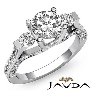 2ctw Round Diamond Engagement 3 Stone Magnificent Ring GIA F VVS2 14k White Gold - Picture 1 of 12