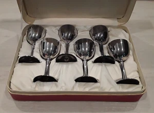 Antik Silber Polnisch Wodka Shot 6er Set + Original Box 3 5/8" x 1 3/4" STIELE - Bild 1 von 5