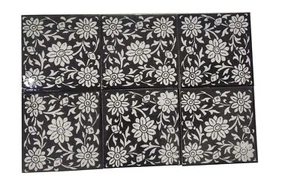 Interior Exterior Flooring Wall Ceramic Tile Black & White 4 x 4 in Set of 6 - Picture 1 of 4