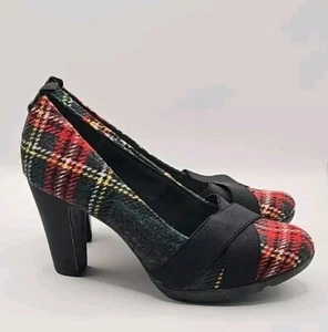 AKX Sport Tartan Plaid Pumps Flannel Block Heel 7.5 Women Cabin 26F - Picture 1 of 8
