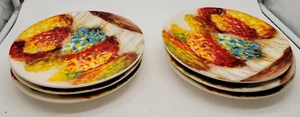 Pier 1 Imports Ironstone Impressionist Fall Trees 9" Salad set of 6 - Picture 1 of 7