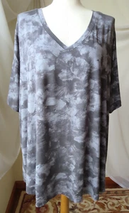TERRA & SKY T-SHIRT V-NECK SHORT SLV GRAY/CHARCOAL SOFT STRETCH TOP 3X 24W-26W - Picture 1 of 8