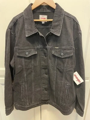 Wrangler女式黑色牛仔休闲版型夹克 - 大号 — 第 1/3 张图片