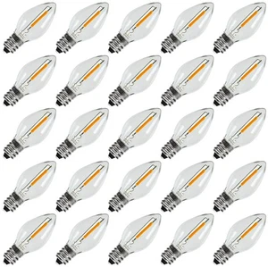 25Pack C7 LED Christmas Light Bulb, E12 Base LED Bulbs, 0.6W 2200K Warm White - Picture 1 of 7