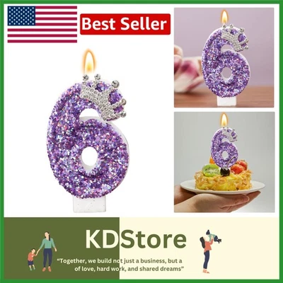 Elegante Vela Corona Púrpura Número 6 para Celebraciones Foto 1 de 4