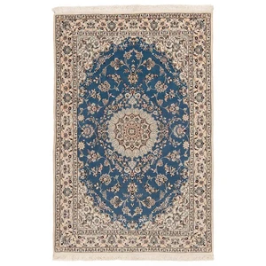 Nain 9la 216x135 cm Handgeknüpfter Perserteppich Neu Orient Carpet Rug Blau - Picture 1 of 11