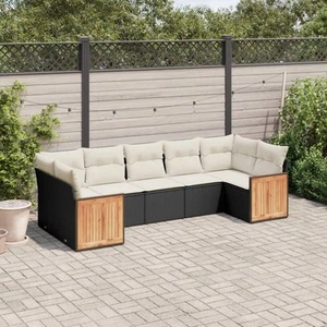 Patio Sofa Set with Cushions Outdoor Furniture 7 Piece Poly Rattan vidaXL - Picture 1 of 36
