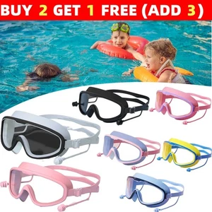 HD Swim Goggles Large Frame - Anti-Fog Waterproof with Silicone Ear Plugs - Picture 1 of 23