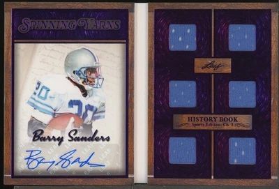 Camiseta deportiva Leaf History Book 2025 hilos giratorios púrpura Barry Sanders Salón de la fama automática 1/10 Foto 1 de 2