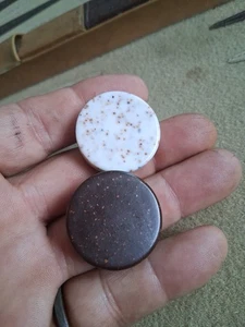 Rare Vintage Brown + White Speckled Backgammon Game Pieces Vinyl Case - Picture 1 of 8