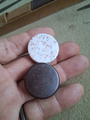 Rare Vintage Brown + White Speckled Backgammon Game Pieces Vinyl Case - Image 1 of 4