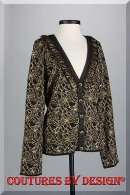 St John Knits Evening Beaded Jacket Caviar & Gold Size 10 NWOT MSRP $1295 - Image 1 of 4