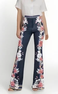 Women’s Jealous Tomato Flower Power Flare Leg Pants Retro 70s Small - Picture 1 of 9