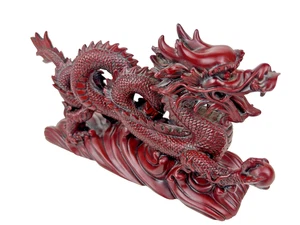 RED CAST RESIN ASIAN MYTHICAL DRAGON FIGURE FANTASY STATUE 10 x 3" - Picture 1 of 11