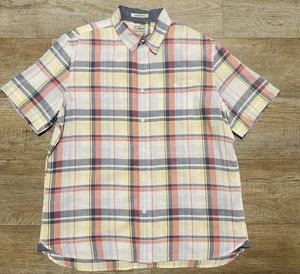 LL Bean Mens Slightly Fitted Short Sleeve Multi Color Tartan Plaid Shirt Large - Picture 1 of 7