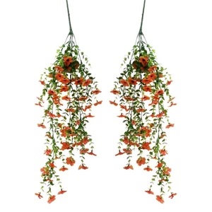 Enredaderas artificiales flores naranjas enredaderas de pared artificiales 74 cm/29 pulgadas boda normal - Imagen 1 de 6