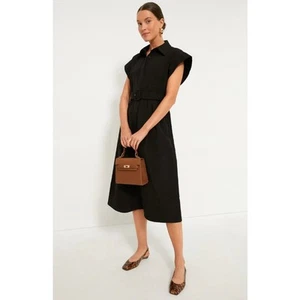 Tuckernuck Black Chloe Dress Short Sleeve Button Front Midi Dress Size Large (L) - Picture 1 of 12
