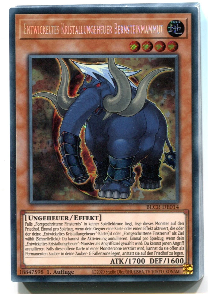 Yu-GI-OH Entwickeltes KRistallungeheuer Bernsteinmammut Secret Rare BLCR-DE014 - Bild 1 von 1